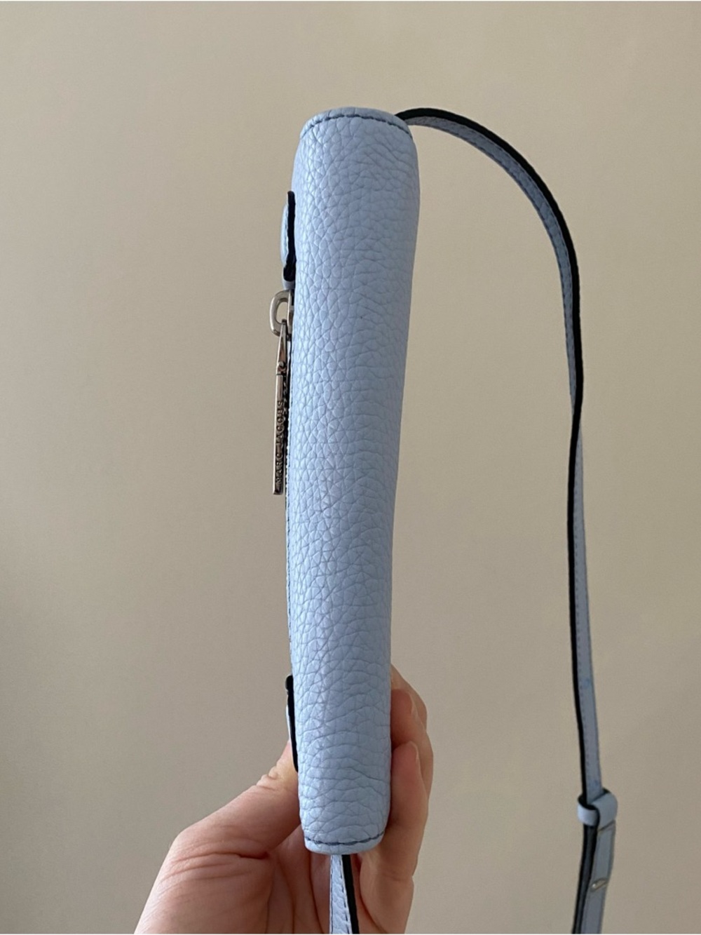 $295 Marc Jacobs Gotham Blue Pebble Leather Adjustable Crossbody Bag Clutch - Picture 8 of 14